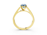 Yellow gold Fancy Blue Emerald  Solitaire Engagement Ring with Four-Prong Setting and Tapered Band_6