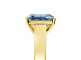 Yellow gold Fancy Blue Emerald  Solitaire Engagement Ring with Four-Prong Setting and Tapered Band_8