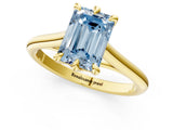 Yellow gold Fancy Blue Emerald  Solitaire Engagement Ring with Six-Prong Setting and Classic Band 2