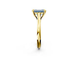 Yellow gold Fancy Blue Emerald  Solitaire Engagement Ring with Six-Prong Setting and Classic Band 3