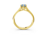 Yellow gold Fancy Blue Emerald  Solitaire Engagement Ring with Six-Prong Setting and Classic Band 4