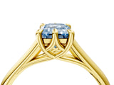 Yellow gold Fancy Blue Emerald  Solitaire Engagement Ring with Six-Prong Setting and Classic Band 5