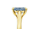 Yellow gold Fancy Blue Emerald  Solitaire Engagement Ring with Six-Prong Setting and Classic Band