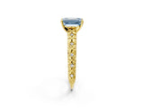 Yellow gold Fancy Blue Emerald  Solitaire Floral Milgrain Engagement Ring_53