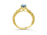 Yellow gold Fancy Blue Emerald  Solitaire Floral Milgrain Engagement Ring_54
