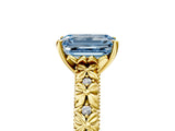 Yellow gold Fancy Blue Emerald  Solitaire Floral Milgrain Engagement Ring_56
