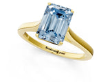 Yellow gold Fancy Blue Emerald  Solitaire Heart Prong Engagement Ring with Tapered Band_56