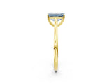 Yellow gold Fancy Blue Emerald  Solitaire Heart Prong Engagement Ring with Tapered Band_57