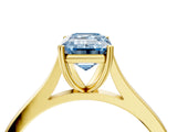 Yellow gold Fancy Blue Emerald  Solitaire Heart Prong Engagement Ring with Tapered Band_59