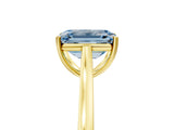 Yellow gold Fancy Blue Emerald  Solitaire Heart Prong Engagement Ring with Tapered Band_60