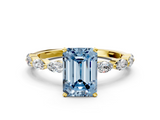 Yellow gold Fancy Blue Emerald  Solitaire Marquise Side Stone Prong Setting Ring_44
