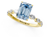 Yellow gold Fancy Blue Emerald  Solitaire Marquise Side Stone Prong Setting Ring_45