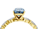 Yellow gold Fancy Blue Emerald  Solitaire Marquise Side Stone Prong Setting Ring_48