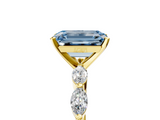 Yellow gold Fancy Blue Emerald  Solitaire Marquise Side Stone Prong Setting Ring_49