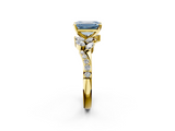 Yellow gold Fancy Blue Emerald  Solitaire Marquise Twist Band with Six-Prong Setting_62