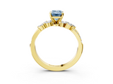 Yellow gold Fancy Blue Emerald  Solitaire Marquise Twist Band with Six-Prong Setting_63