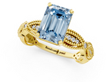 Yellow gold Fancy Blue Emerald  Solitaire Milgrain Diamond Engagement Ring with Bezel and Marquise Band_147