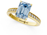 Yellow gold Fancy Blue Emerald  Solitaire Pavé Band Prong Setting Ring_21