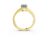 Yellow gold Fancy Blue Emerald  Solitaire Pavé Band Prong Setting Ring_23
