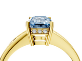 Yellow gold Fancy Blue Emerald  Solitaire Pavé Band Prong Setting Ring_24