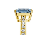 Yellow gold Fancy Blue Emerald  Solitaire Pavé Band Prong Setting Ring_25
