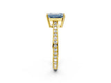 Yellow gold Fancy Blue Emerald  Solitaire Pavé Band Prong Setting Ring_51