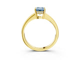 Yellow gold Fancy Blue Emerald  Solitaire Pavé Band Prong Setting Ring_52