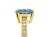 Yellow gold Fancy Blue Emerald  Solitaire Pavé Band Prong Setting Ring_54
