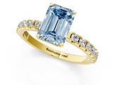 Yellow gold Fancy Blue Emerald  Solitaire Pavé Band with Four-Prong Setting_121