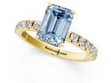 Yellow gold Fancy Blue Emerald  Solitaire Pavé Band with Four-Prong Setting_123