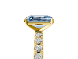 Yellow gold Fancy Blue Emerald  Solitaire Pavé Band with Four-Prong Setting_125