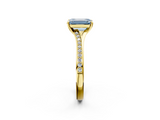 Yellow gold Fancy Blue Emerald  Solitaire Pavé Band with Four-Prong Setting_44