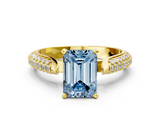 Yellow gold Fancy Blue Emerald  Solitaire Pavé Diamond Engagement Ring with Four-Prong Setting_151
