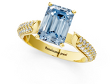 Yellow gold Fancy Blue Emerald  Solitaire Pavé Diamond Engagement Ring with Four-Prong Setting_152