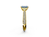 Yellow gold Fancy Blue Emerald  Solitaire Pavé Diamond Engagement Ring with Four-Prong Setting_153