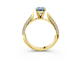 Yellow gold Fancy Blue Emerald  Solitaire Pavé Diamond Engagement Ring with Four-Prong Setting_154