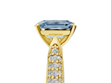 Yellow gold Fancy Blue Emerald  Solitaire Pavé Diamond Engagement Ring with Four-Prong Setting_156