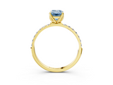Yellow gold Fancy Blue Emerald  Solitaire Pavé Diamond Engagement Ring with Four-Prong Setting_45