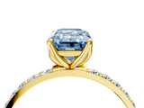 Yellow gold Fancy Blue Emerald  Solitaire Pavé Diamond Engagement Ring with Four-Prong Setting_46