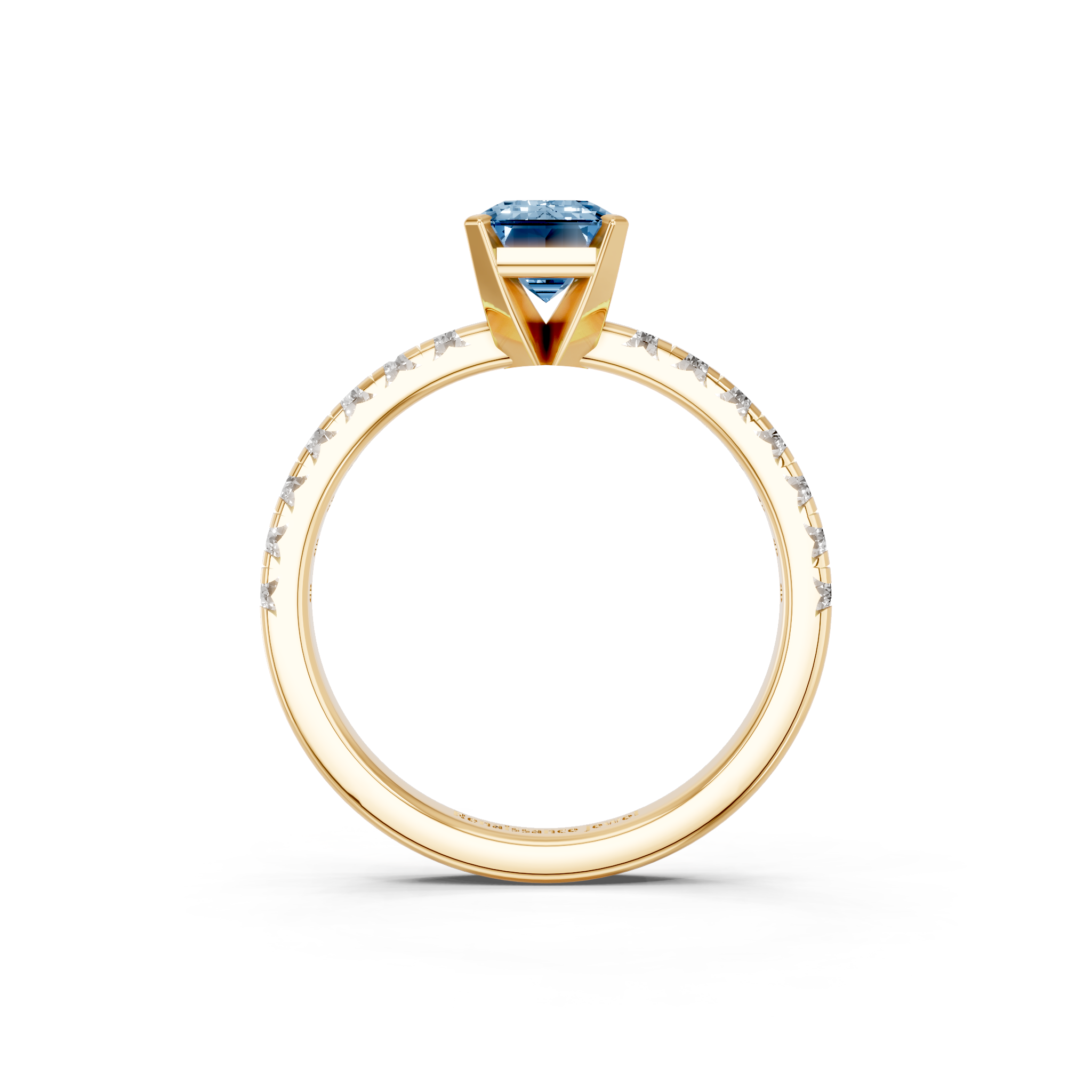 Yellow gold Fancy Blue Emerald  Solitaire Pave Diamond Engagement Ring with Four-Prong Setting_176