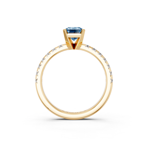 Yellow gold Fancy Blue Emerald  Solitaire Pave Diamond Engagement Ring with Four-Prong Setting_176