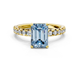Yellow gold Fancy Blue Emerald  Solitaire Pave Diamond Engagement Ring with Four-Prong Setting_325