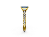 Yellow gold Fancy Blue Emerald  Solitaire Pave Diamond Engagement Ring with Four-Prong Setting_327