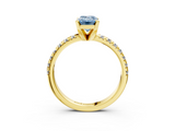 Yellow gold Fancy Blue Emerald  Solitaire Pave Diamond Engagement Ring with Four-Prong Setting_328