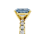 Yellow gold Fancy Blue Emerald  Solitaire Pave Diamond Engagement Ring with Four-Prong Setting_330