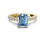 Yellow gold Fancy Blue Emerald  Solitaire Pave Diamond Engagement Ring with Prong Setting_20
