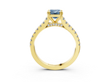 Yellow gold Fancy Blue Emerald  Solitaire Pave Diamond Engagement Ring with Prong Setting_23