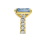 Yellow gold Fancy Blue Emerald  Solitaire Pave Diamond Engagement Ring with Prong Setting_25