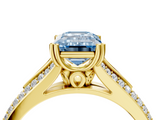 Yellow gold Fancy Blue Emerald  Solitaire Pave Split Shank Engagement Ring with Six-Prong Setting_41