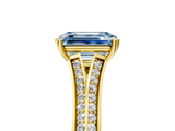 Yellow gold Fancy Blue Emerald  Solitaire Pave Split Shank Engagement Ring with Six-Prong Setting_42